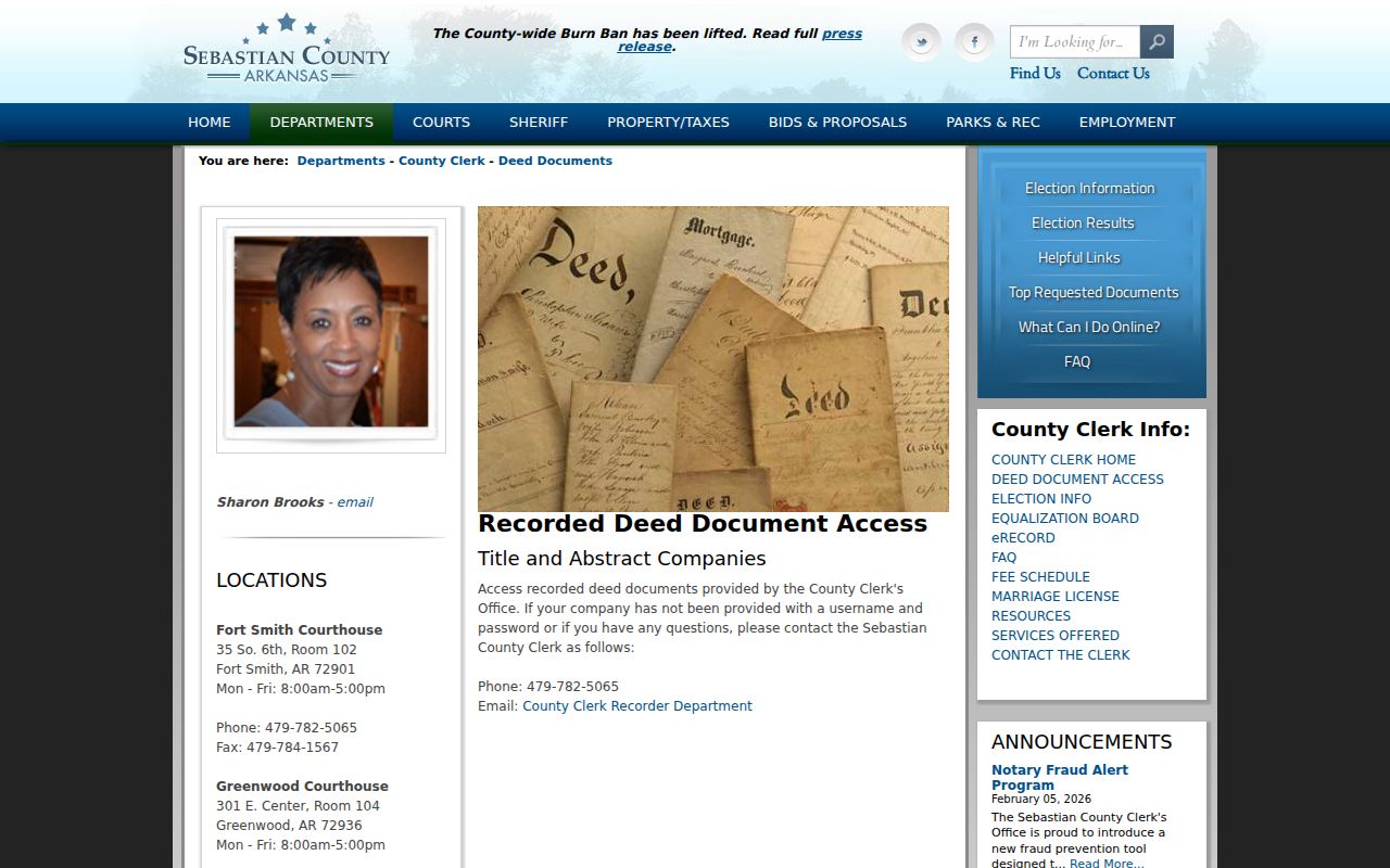 Fort Smith people search deed document access page