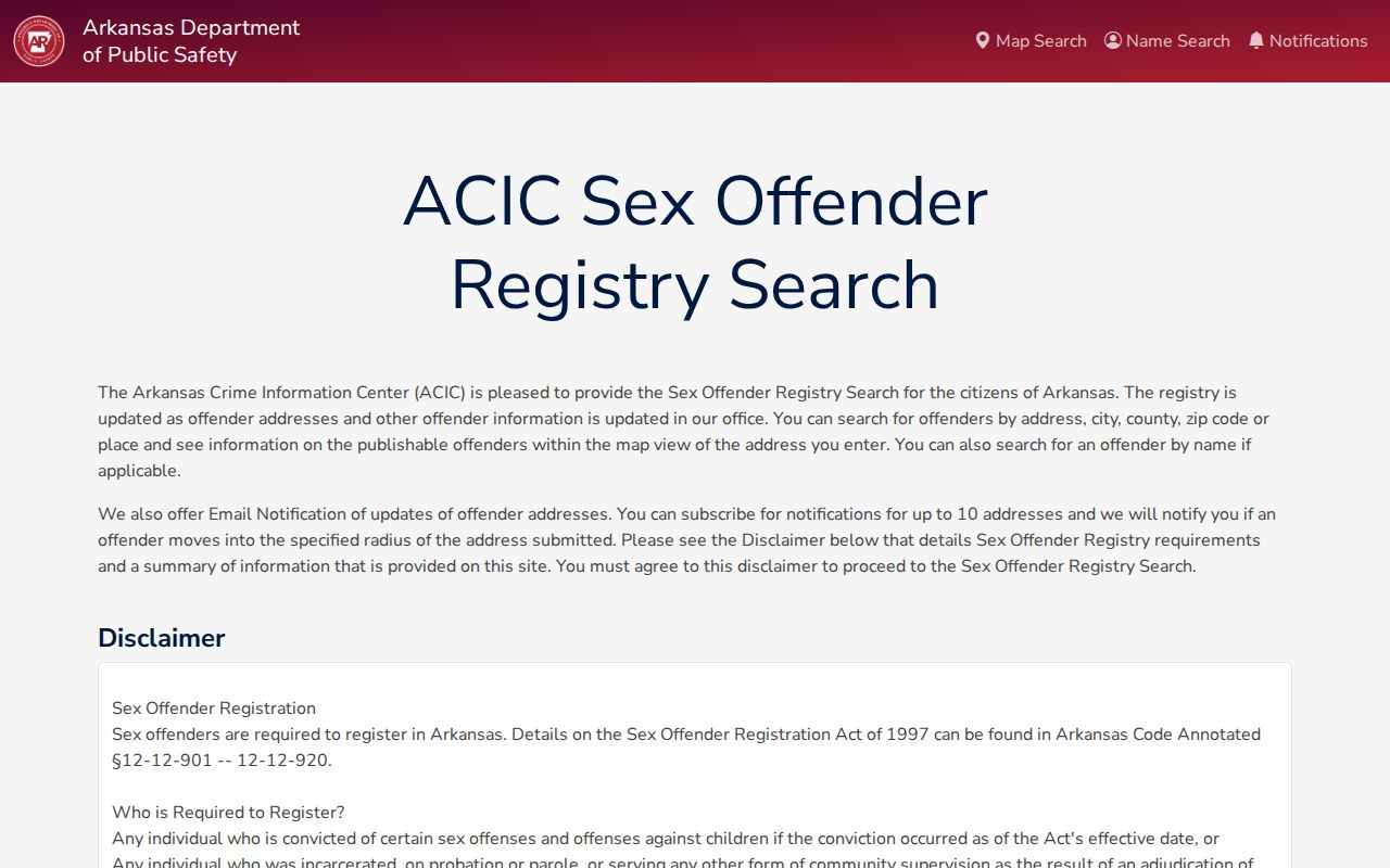 Fort Smith people directories Arkansas offender registry search interface